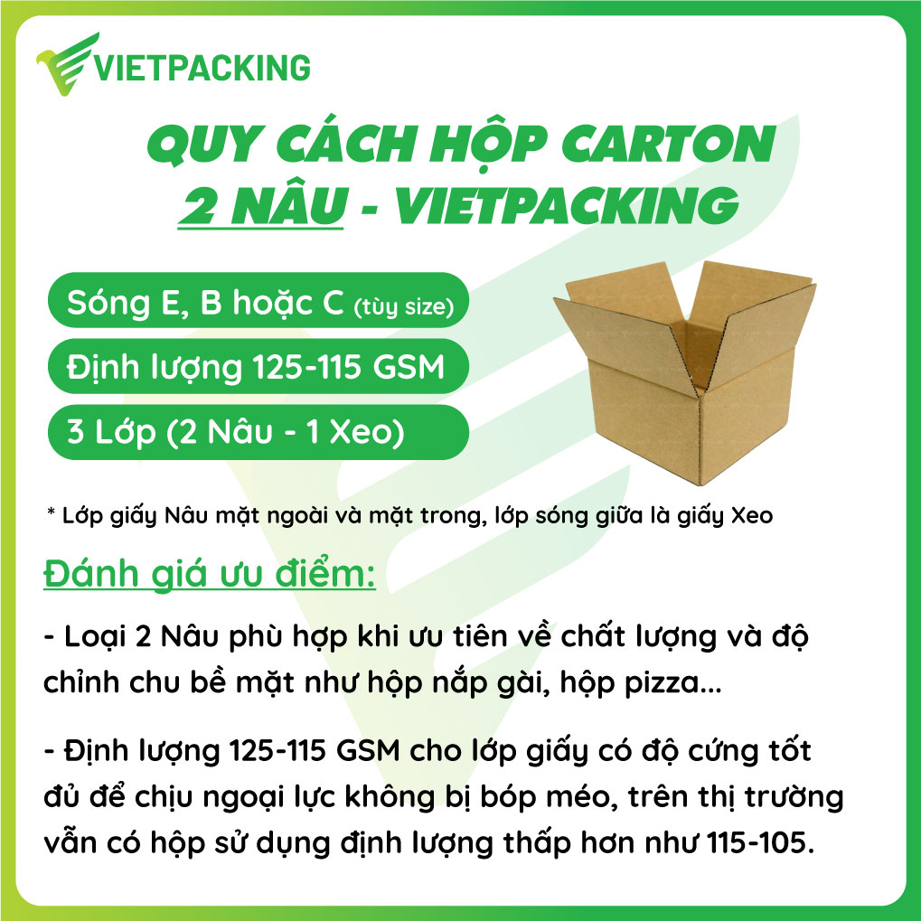 Quy cách hộp carton 2 Nâu tại Vietpacking