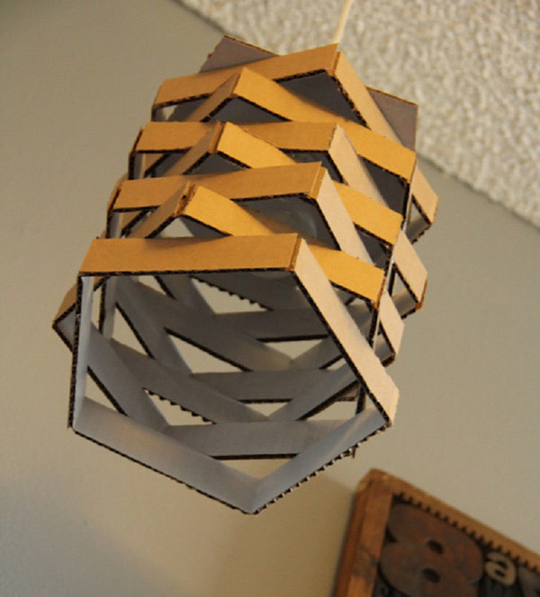Mẫu tái chế hộp giấy làm đèn treo trần