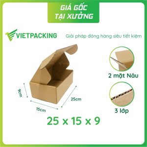 Hộp carton nắp gài 25x15x9