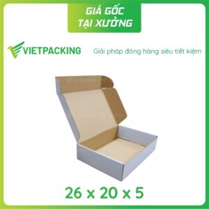 HỘP CARTON NẮP GÀI ĐỰNG QUẦN ÁO 26X20X5
