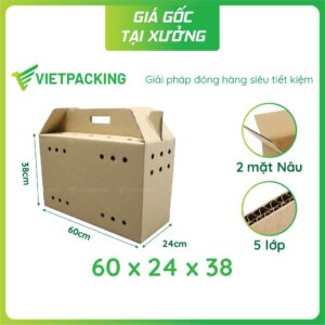 Thùng giấy carton đựng gà 60x24x38